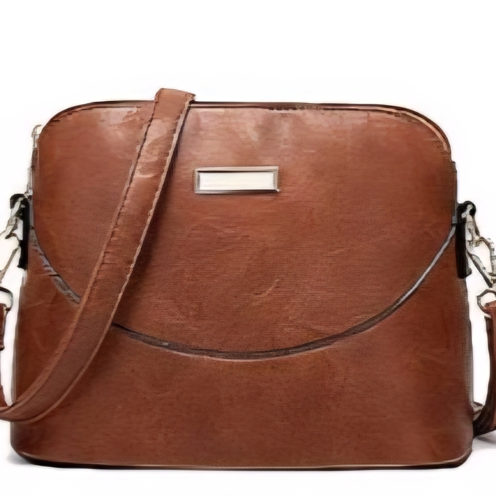Brown Faux Leather Crossbody Bag